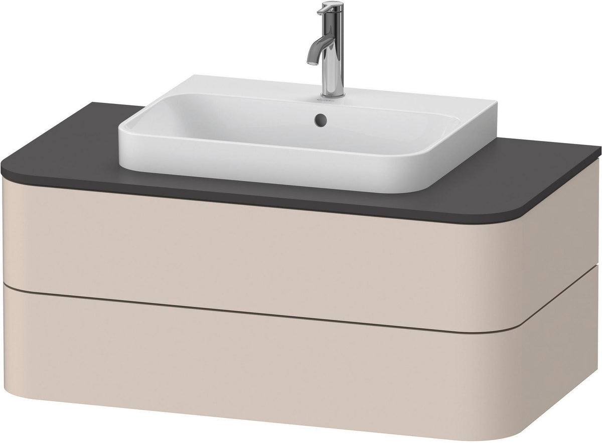 Duravit Happy D.2 Konsolenwaschtischunterbau 1000 mm taupe supermatt mit Tip-On-Technik und LED-Innenbeleuchtung