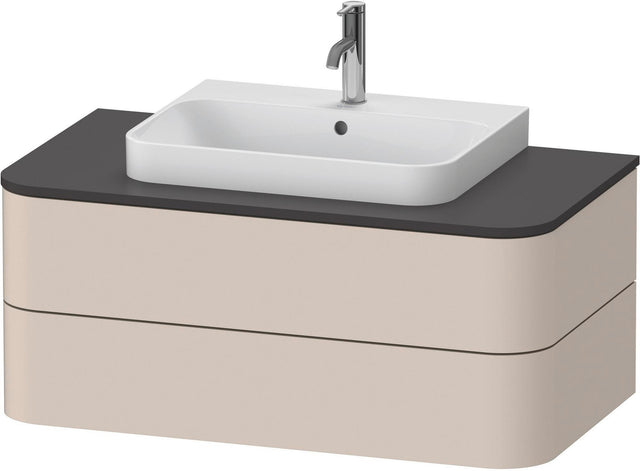 Duravit Happy D.2 Konsolenwaschtischunterbau 1000 mm taupe supermatt mit Tip-On-Technik und LED-Innenbeleuchtung