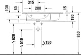 DURAVIT ME by Starck Möbelwaschtisch 830 mm, Weiß, Becken links, mit Überlauf
