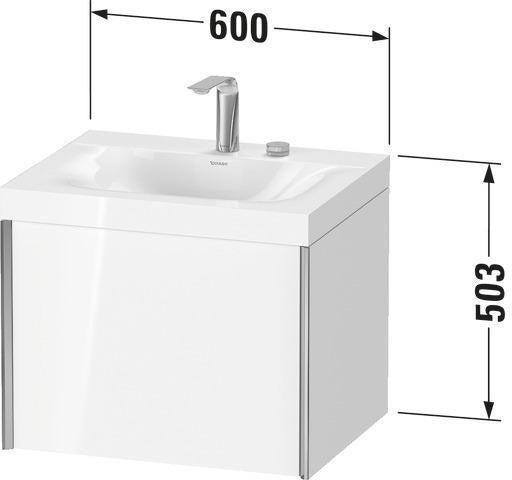 Duravit Waschtischunterbauset XVIU 600x480mm mit Möbelwaschtisch Viu und Auszug