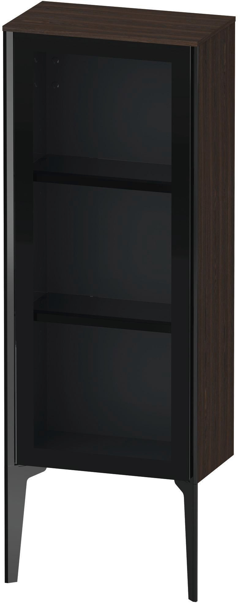 DURAVIT XViu Halbhochschrank mit Glastür 890 mm, rechts, matt Nussbaum – Tip-on & Soft-Close