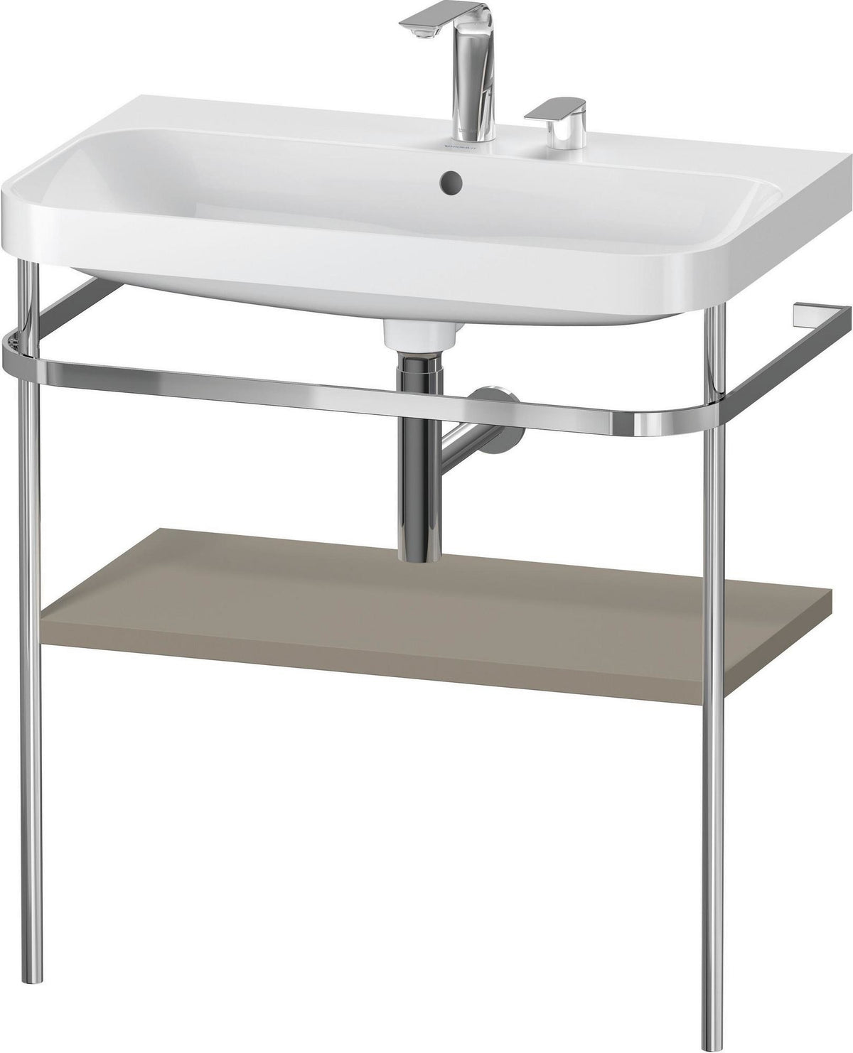 DURAVIT Happy D.2 c-shaped Waschtisch-Set 775 mm mit Metallkonsole, taupe seidenmatt