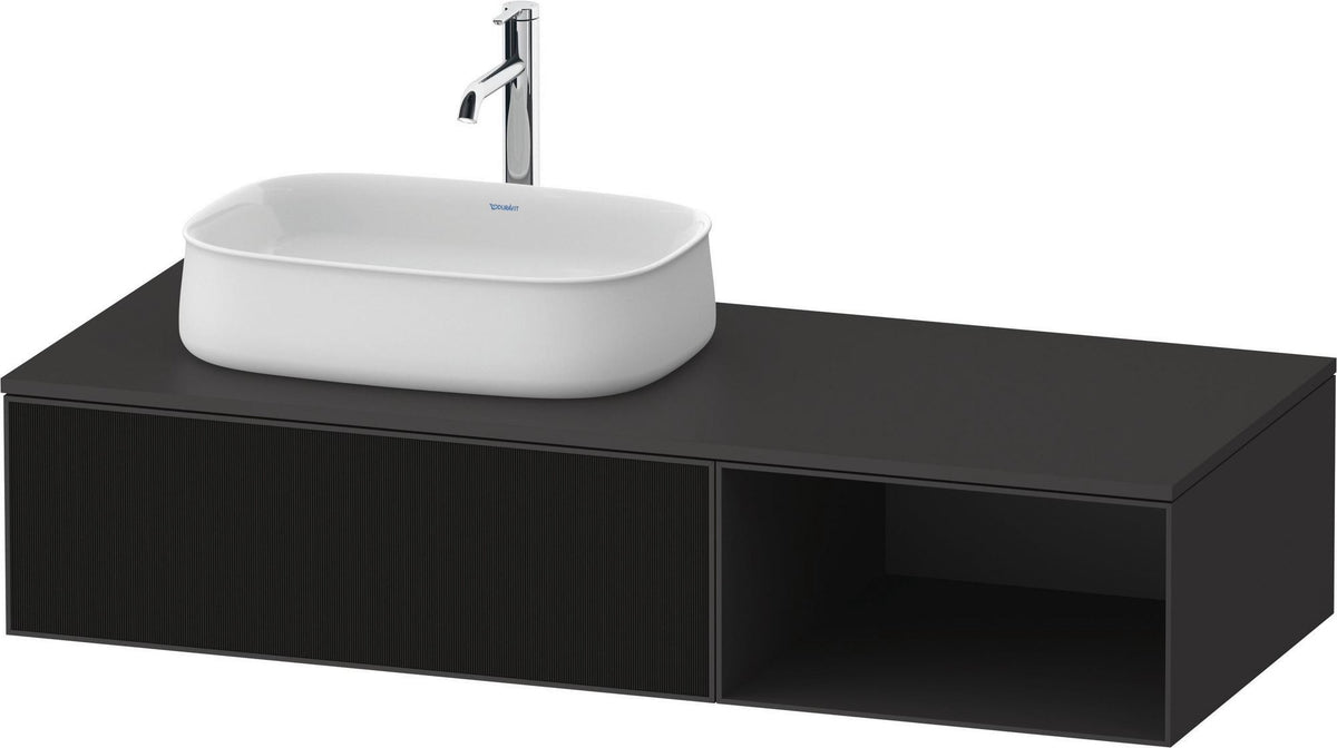 Duravit Zencha Konsolen-Waschtischunterbau 1300 mm Eiche Anthrazit mit Auszug und Tip-on-Technik