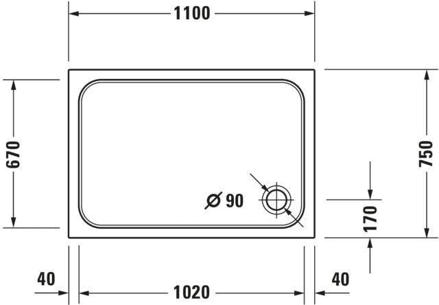 DURAVIT D-Code Duschwanne 1100x750x85 mm Weiß Sanitäracryl Rechteckig