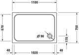 DURAVIT D-Code Duschwanne 1100x750x85 mm Weiß Sanitäracryl Rechteckig