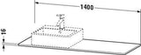 Duravit XSquare Konsole 1400x550mm betongrau matt – 1 Ausschnitt, mit Siphonaussparung