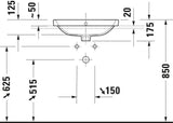 Duravit No.1 Einbauwaschtisch 550 mm weiß mit Überlauf und Hahnlochbank – Sanitärkeramik