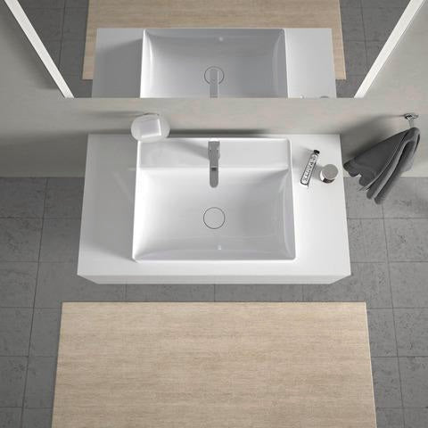 Duravit DuraSquare Aufsatzwaschtisch 600 mm, weiß, ohne Überlauf, mit Hahnlochbank – Design by Duravit