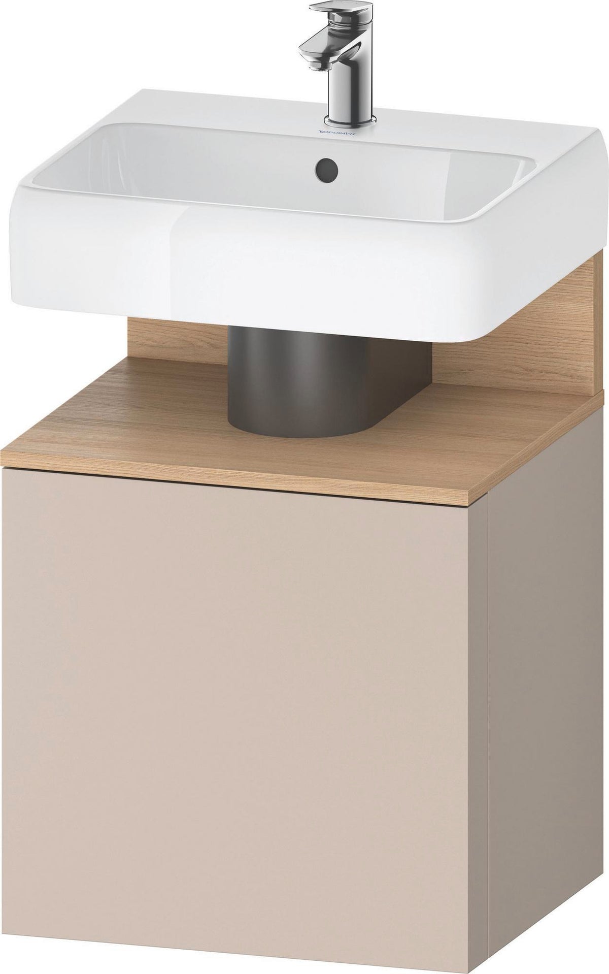 DURAVIT Qatego Waschtischunterbau 490 mm wandhängend, 1 Tür links, Weiß Matt mit Eiche Schwarz Nische