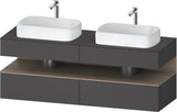 DURAVIT Qatego Konsolenwaschtischunterbau 1600 mm Basalt Matt mit 2 Auszügen und Tip-On-Technik