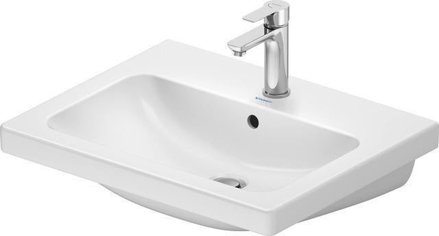 DURAVIT D-Code Waschtisch 600x480mm weiß mit HygieneGlaze, 1 Hahnloch & Überlauf – wandhängend