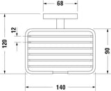 DURAVIT Karree Seifenschale aus Messing in Chrom – 120 x 140 x 65 mm, wandmontiert