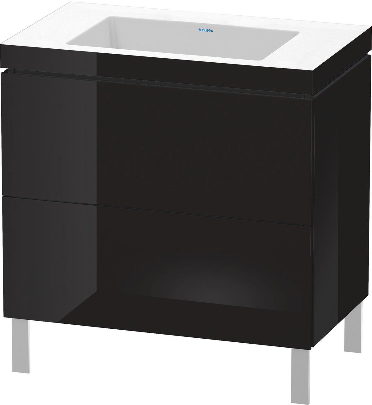 Duravit L-Cube c-bonded Waschtischset 800 mm mit Vero Air Waschtisch, 2 Auszüge, Schwarz Hochglanz