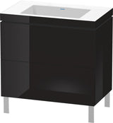 Duravit L-Cube c-bonded Waschtischset 800 mm mit Vero Air Waschtisch, 2 Auszüge, Schwarz Hochglanz