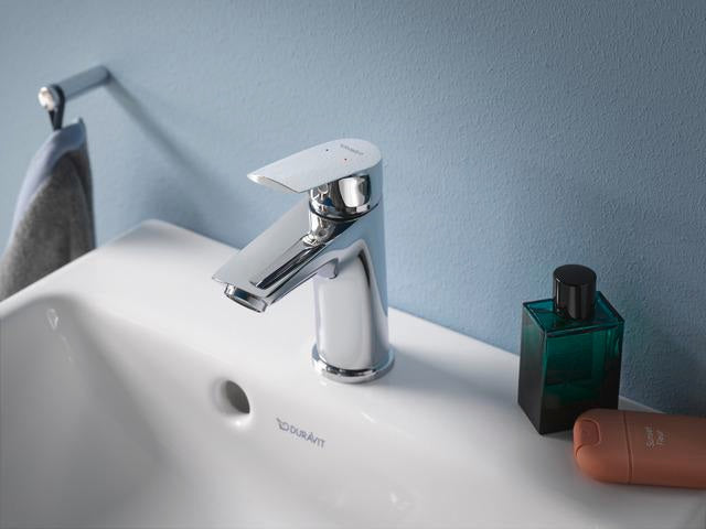 Duravit No.1 Einhebel-Waschtischmischer S mit Zugstange, Chrom – 100 mm Ausladung, Keramikmischsystem