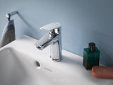 Duravit No.1 Einhebel-Waschtischmischer S mit Zugstange, Chrom – 100 mm Ausladung, Keramikmischsystem