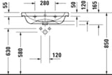 Duravit D-Code Waschtisch 650x480mm weiß mit Überlauf, 1 Hahnloch, wandhängend