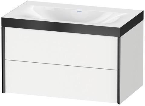 Duravit XViu Möbelwaschtisch-Set 800 mm mit Viu Waschtisch, Nussbaum Mitte, 2 Schubkästen, wandhängend