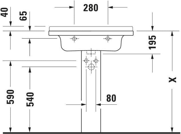 DURAVIT Möbelwaschtisch Starck 3 850 mm mit Überlauf, 1 Hahnloch, weiß – Wandhängend