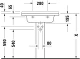 DURAVIT Möbelwaschtisch Starck 3 850 mm mit Überlauf, 1 Hahnloch, weiß – Wandhängend