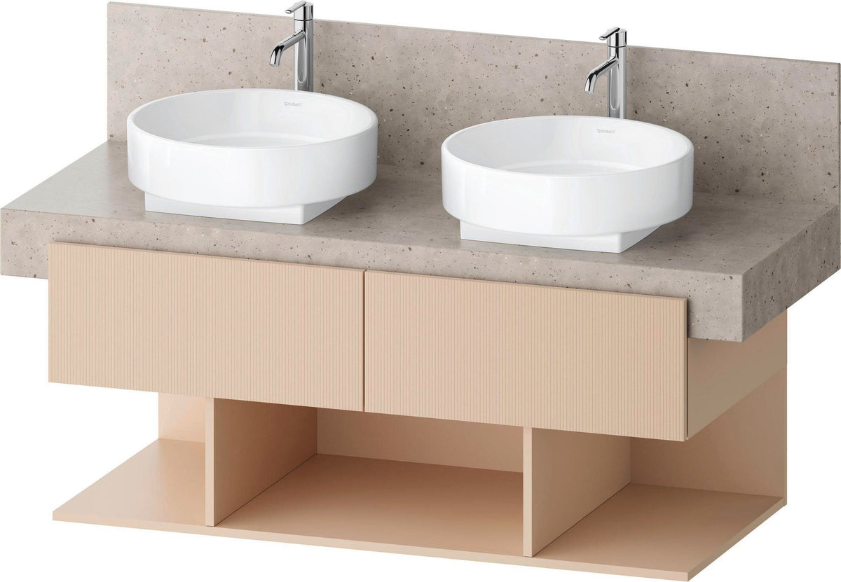 DURAVIT Balcoon Konsolenwaschtischunterbau 1200 mm Sandbeige Struktur mit 2 Schubkästen und 3 offenen Fächern