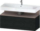 Duravit Qatego Waschtischunterbau 1190 mm – Weiß Matt mit Eiche Schwarz Nische, 1 Auszug, LED