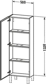Duravit L-Cube Halbhochschrank 500 mm, 1 Tür links, betongrau matt, wandhängend, Soft-Close