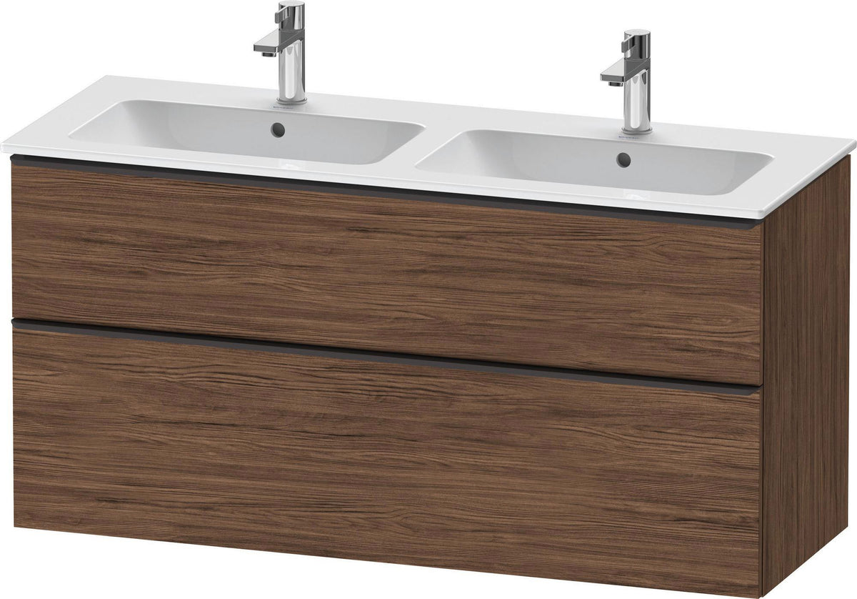 Duravit D-Neo Waschtischunterbau 1280 mm betongrau matt – wandhängend, 1 Auszug, Bronze Griff