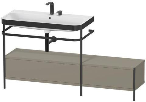 Duravit Waschtischset Happy D.2 Plus 1600x490mm Taupe Supermatt mit Hahnloch und Handtuchhalter