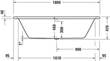 DURAVIT Soleil by Starck Einbau-Badewanne 1800x800 mm Weiß mit 2 Rückenschrägen
