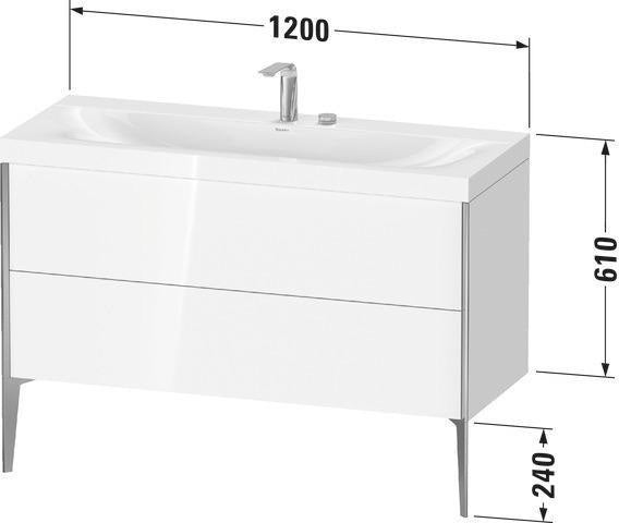 Duravit Möbelwaschtischset XVIU 1200x480mm Chaos mit Unterbau und Raumsparsiphon