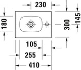 DURAVIT Sivida Möbelwaschtisch 410x300mm DuroCast Plus Weiß Seidenmatt 1 Hahnloch ohne Überlauf