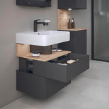 DURAVIT Qatego Waschtischunterbau 590 mm wandhängend, 1 Auszug, weiß Hochglanz, Nische Eiche Schwarz