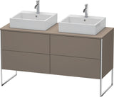 DURAVIT XSquare Waschtischunterbau 1400 mm betongrau matt mit 4 Schubkästen und Tip-On-Technik