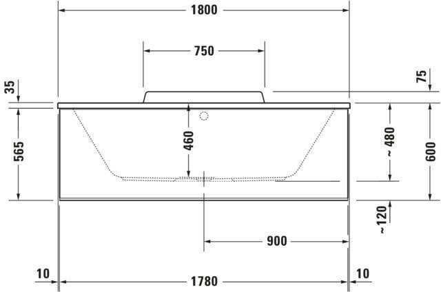 Duravit DuraStyle 2 Rechteck-Badewanne 1800x800mm weiß mit 2 Rückenschrägen