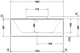 Duravit DuraStyle 2 Rechteck-Badewanne 1800x800mm weiß mit 2 Rückenschrägen
