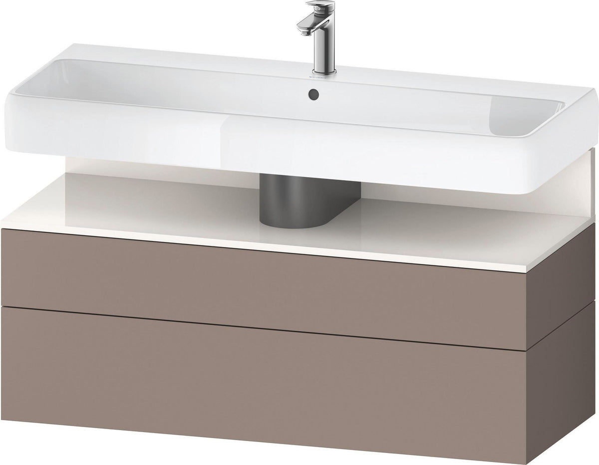 Duravit Qatego Waschtischunterbau 1190 mm – Weiß Matt mit Eiche Schwarz Nische, 1 Auszug, LED