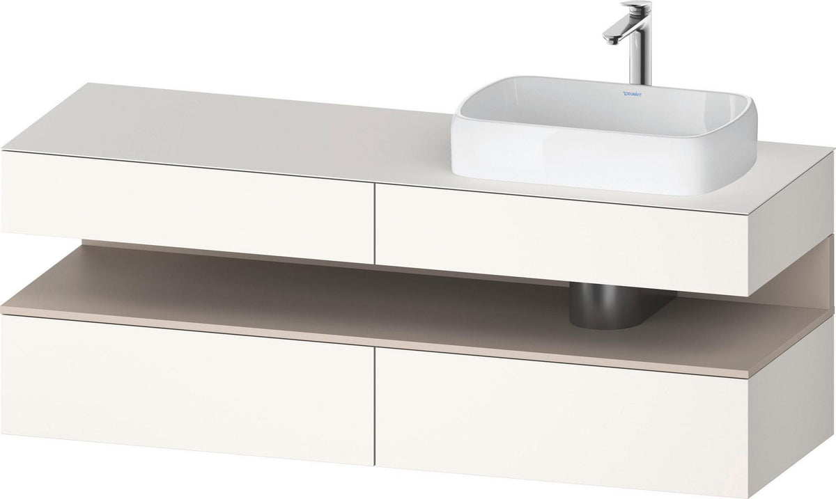 Duravit Qatego Konsolenwaschtischunterbau 1600 mm Weiß Hochglanz mit Eiche Schwarz Nische