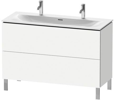 Duravit L-Cube Waschtischunterbau 1220 mm weiß matt – 2 Auszüge, Tip-On, bodenstehend