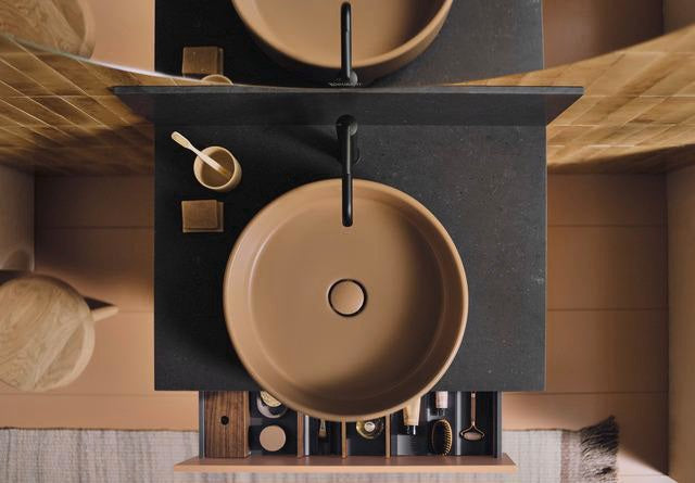 DURAVIT Balcoon Konsole 800x370x550 mm mit mittigem Ausschnitt, Lava Struktur – Badmöbel-Konsole