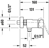 DURAVIT B.3 Einhebel-Brausemischer Aufputz – Keramikmischsystem, verchromt, für Durchlauferhitzer