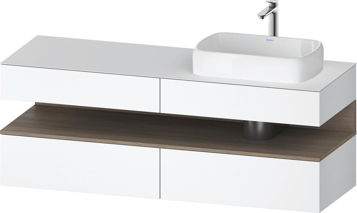 DURAVIT Qatego Konsole-Waschtischunterbau 1600 mm Weiß Matt mit Eiche Terra Nische