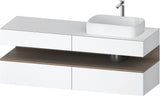 DURAVIT Qatego Konsole-Waschtischunterbau 1600 mm Weiß Matt mit Eiche Terra Nische