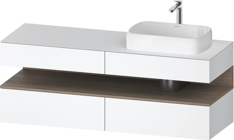 DURAVIT Qatego Konsole-Waschtischunterbau 1600 mm Weiß Matt mit Eiche Terra Nische