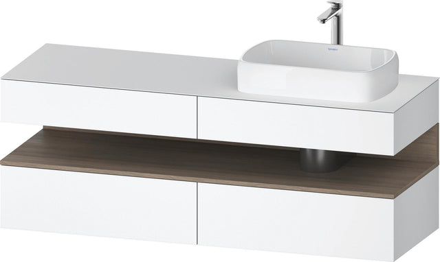 DURAVIT Qatego Konsole-Waschtischunterbau 1600 mm Weiß Matt mit Eiche Terra Nische