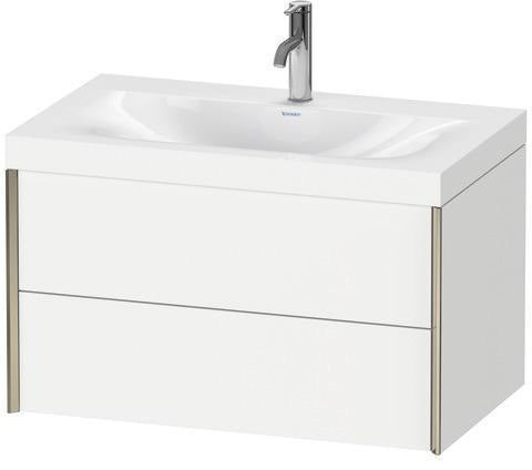 Duravit XViu Möbelwaschtisch-Set 800 mm mit Viu Waschtisch, Nussbaum Mitte, 2 Schubkästen, wandhängend