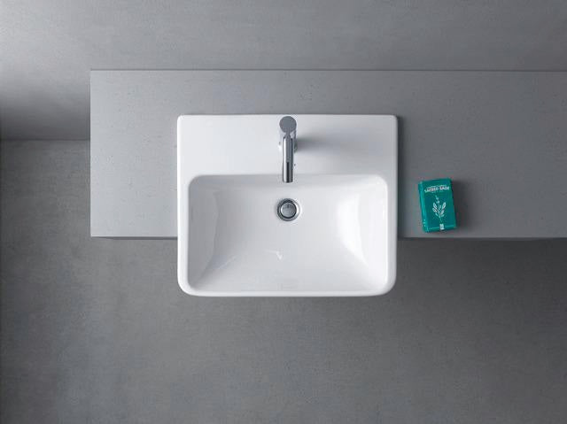 DURAVIT ME by Starck Halbeinbau-Waschtisch 550 mm mit Überlauf, 1 Hahnloch, weiß seidenmatt
