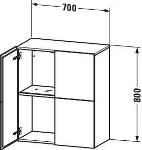 Duravit Halbhochschrank L-Cube 363x700x800 mm, 2 Türen, Betongrau Matt, wandhängend