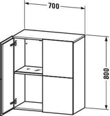 Duravit L-Cube Halbhochschrank 700 mm Eiche matt mit 2 Türen und Glasfachboden