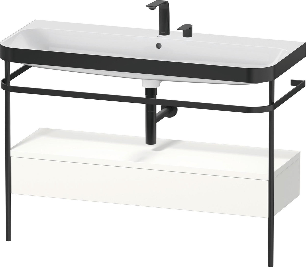 Duravit Happy D.2 c-bonded Waschtischset 1175 mm mit Metallkonsole & Schubkasten in Taupe